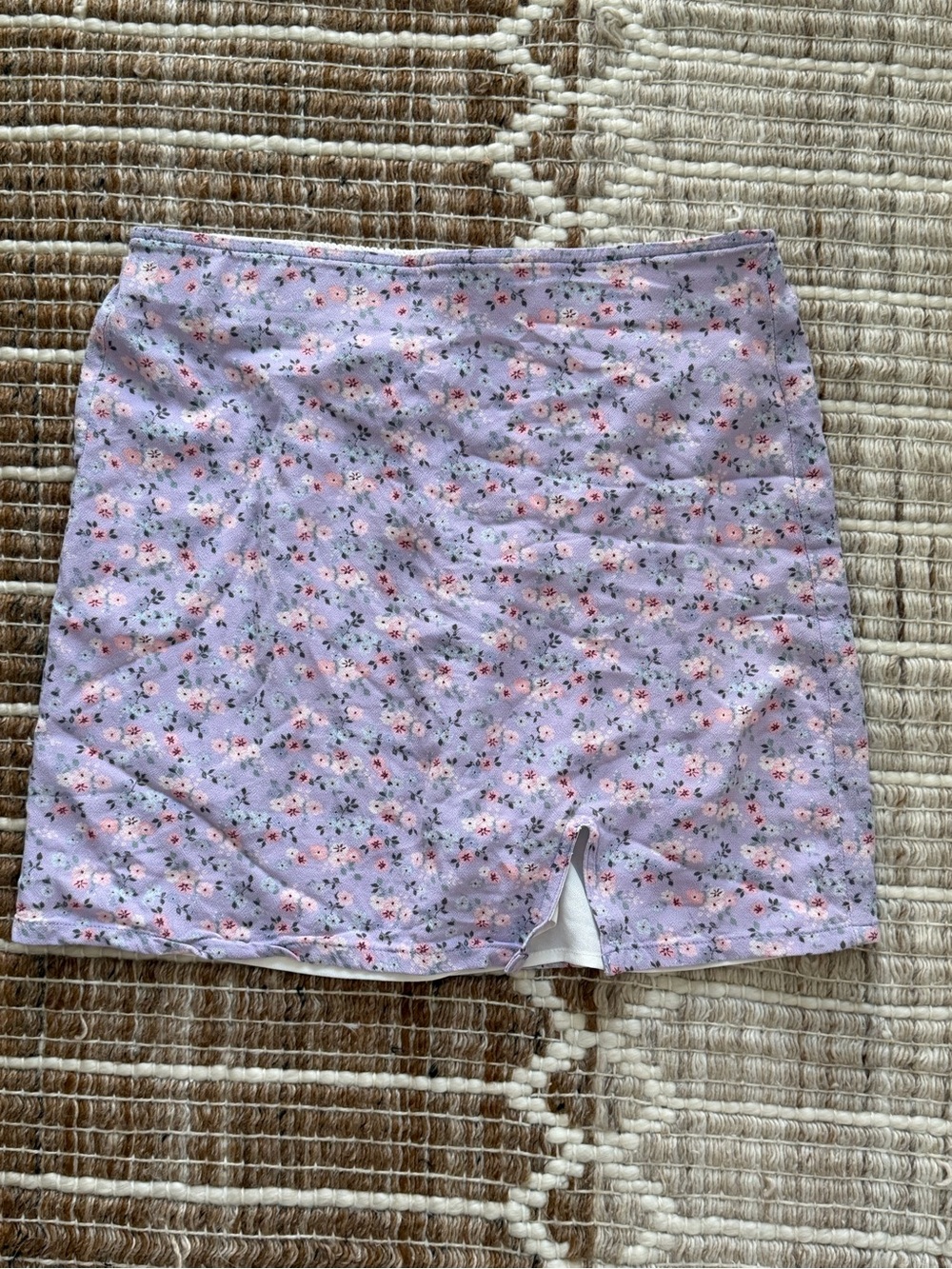 No Boundaries Lavender Floral Skirt with Front Slit
